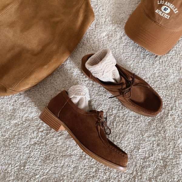 리얼소가죽 스웨이드 크로플 발편한 여자 로퍼