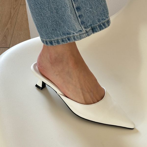 스틸레토 심플 베이직 미들힐 여자 뮬힐 블로퍼 슬리퍼힐