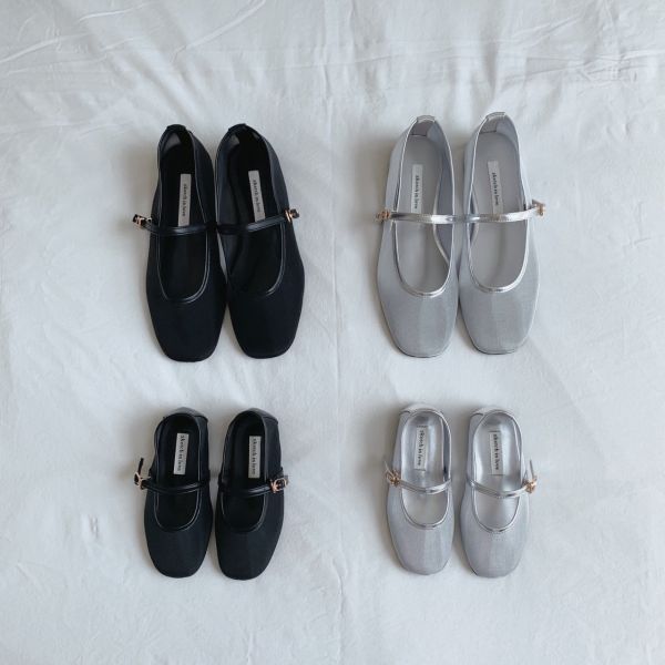 스퀘어토 메시 시스루 메리제인 맘키즈 커플 플랫슈즈