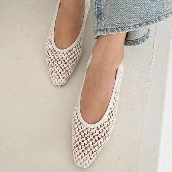 그물 메시 시스루 발편한 여름 여자 플랫슈즈