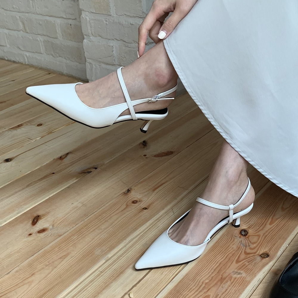 스틸레토힐 미들굽 스트랩 여자슬링백힐 슬링백구두