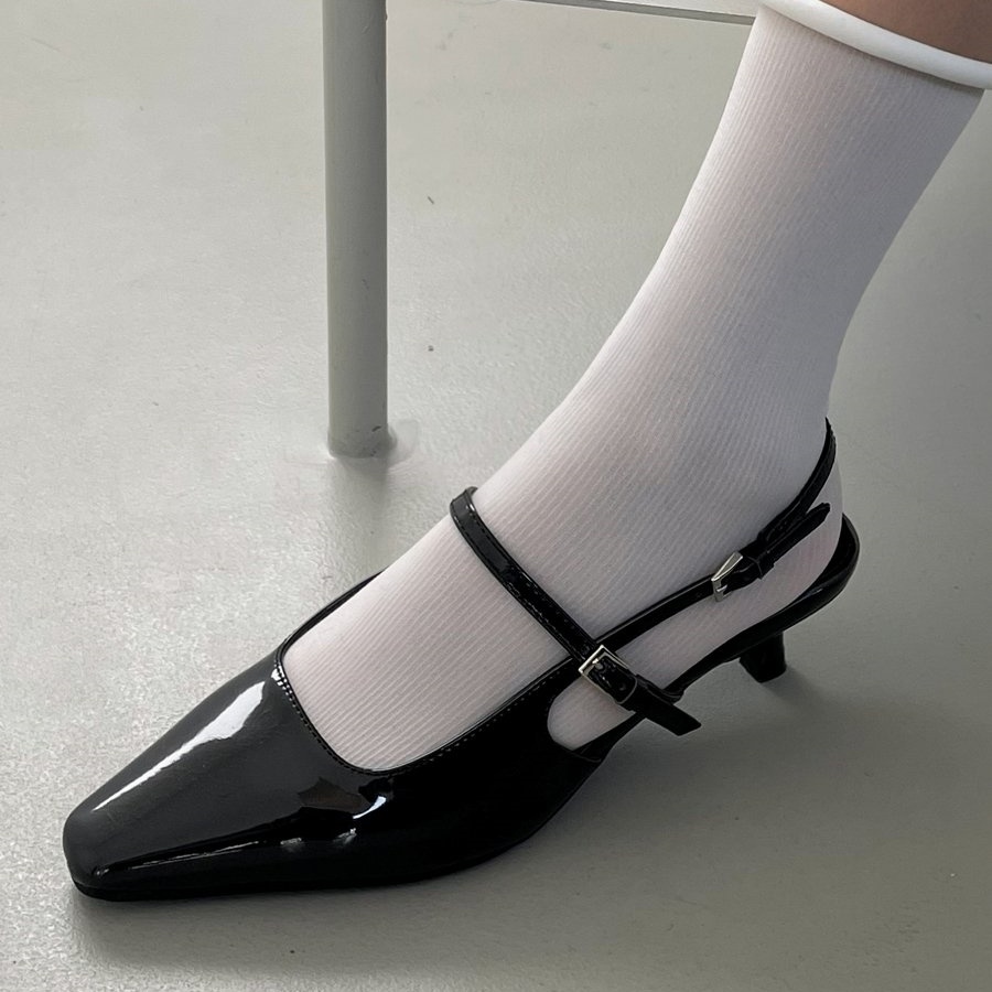 기획 스퀘어토 4cm 미들힐 슬링백 힐 메리제인 스트랩 구두 | 바이모구 BY MOGU - 트렌디한 여자 신발 쇼핑몰